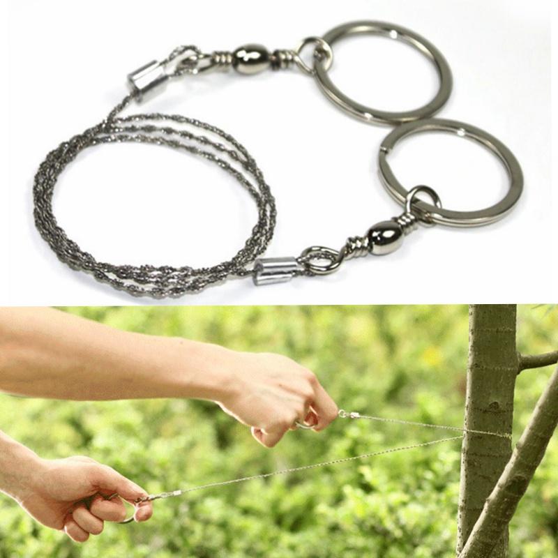 55cm Silver Stainless Steel Wire Saw Emergency Travel Kit Camp Hike Scroll Outdoor Survive Tool Hunt Flint Cut Equipment
