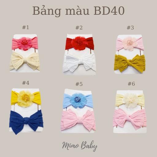 Set băng đô hoa voan+nơ gân đáng yêu ( kèm hộp đựng) cho bé gái BD40 Mimo Baby