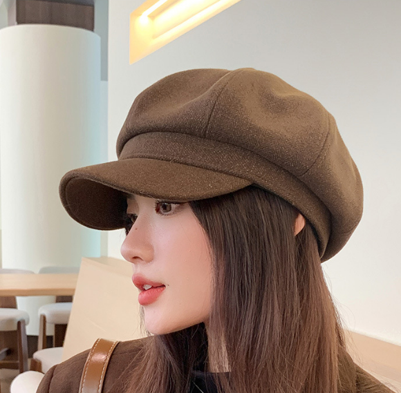 Mũ bê rê nữ dạ trơn 2 lớp cao cấp phong cách Hàn, nón nồi có vành cho nữ mới