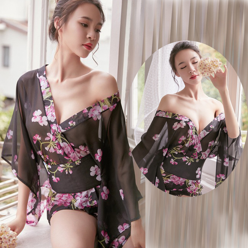 Váy ngủ áo choàng kimono phong cách nhật xuyên thấu sexy gợi cảm P36 - Đầm ngủ áo choàng quyến rũ - Đồ ngủ nữ