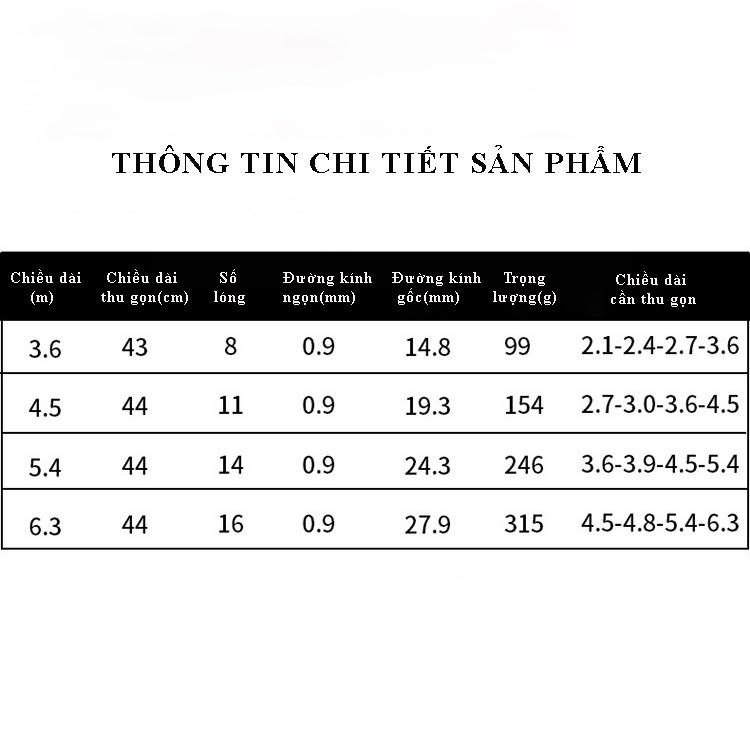 Cần câu đài 4H rút gọn, hạ lóng có thể thay đổi chiều dài cần cao cấp