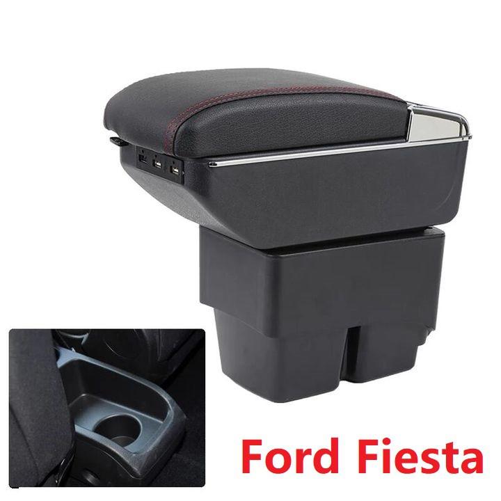 Hộp tỳ tay ô tô Ford Fiesta tích hợp 7 cổng USB, chất liệu nhựa ABS và da PU cao câ