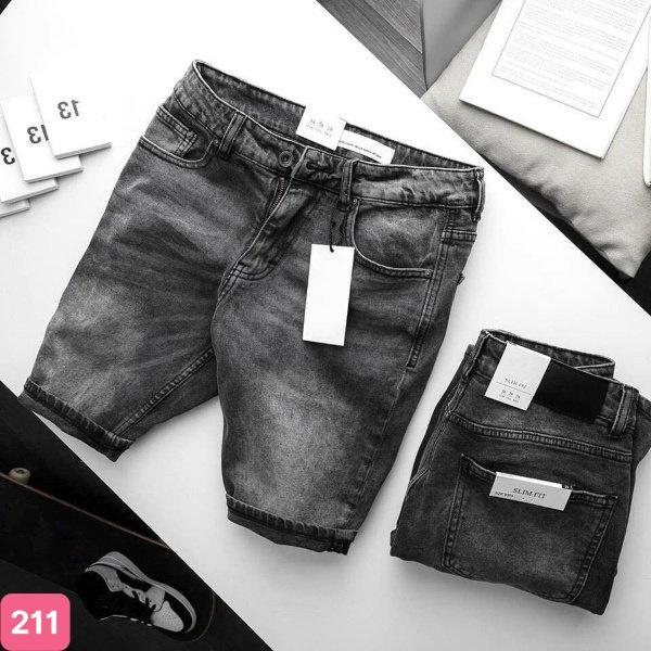 Quần short đùi jean nam xám đen không rách gối chất bò cao cấp co dãn 4 chiều cực đẹp, quần rin nam havado 102 mới