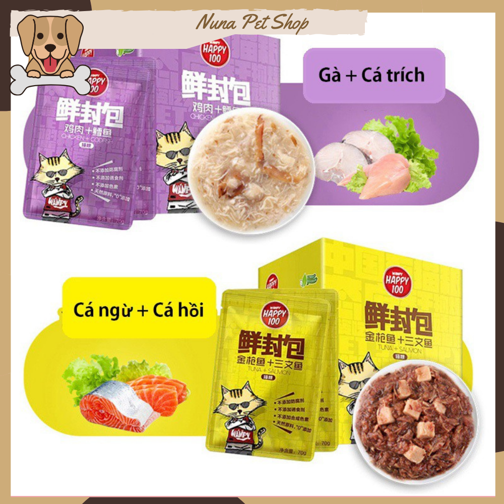 Pate Wanpy Happy 100 cho mèo - Thức ăn ướt cho mèo thơm ngon bổ dưỡng