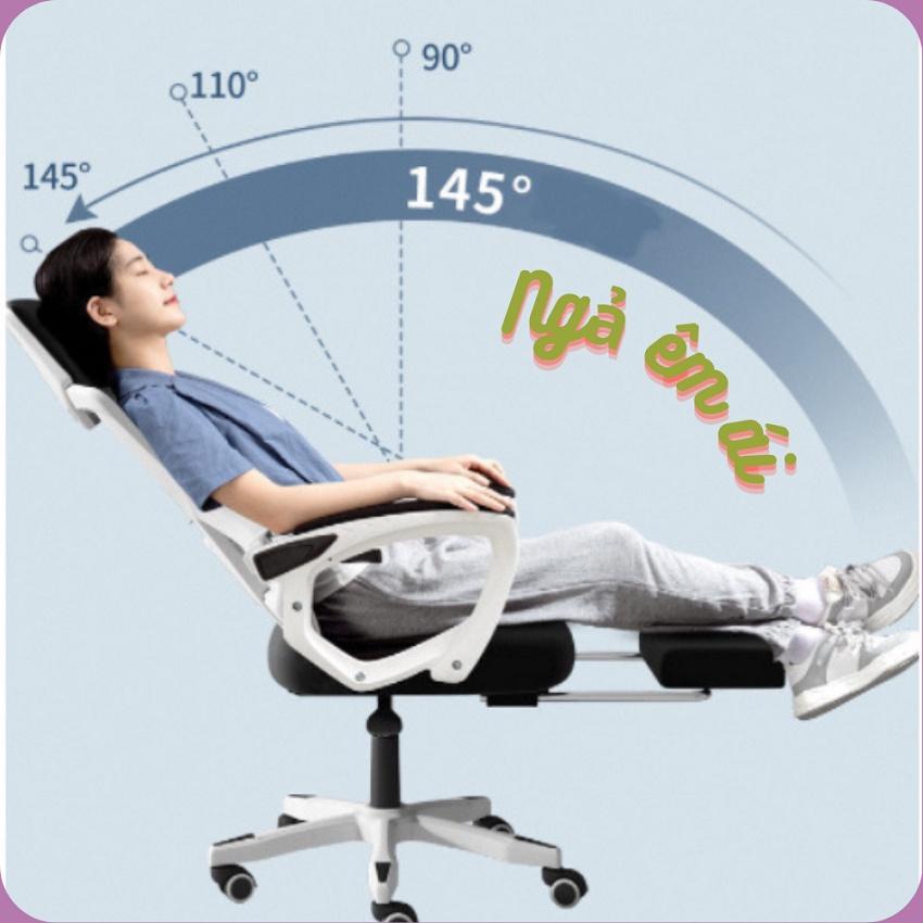 Ghế văn phòng làm việc HBADA GÁC CHÂN NGẢ LƯNG có thể điều chỉnh độ dài lưng ghế,tay nâng hạ 90 độ CÓ GÁC CHÂN