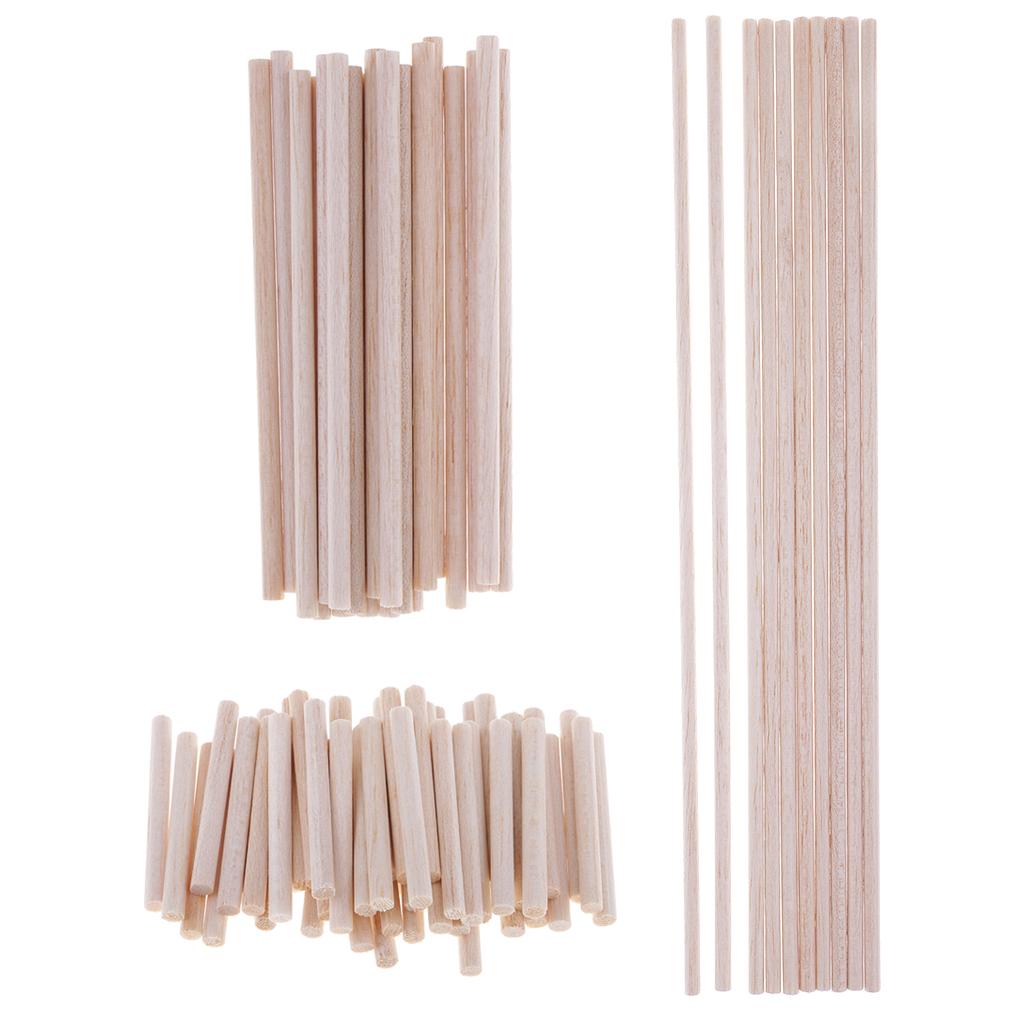 80 Chiếc Balsa Gậy Gỗ Gỗ Dowel Thanh Đường Kính 5 Mm Thủ Công Chưa Hoàn Thành Gỗ Tự Nhiên-50 Mm/ 120 Mm/300 Mm