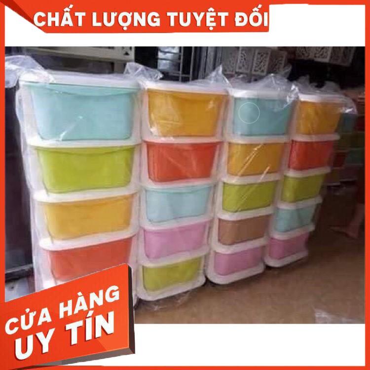 Tủ nhựa đa sắc ngăn kéo 5 tầng có bánh xe hàng