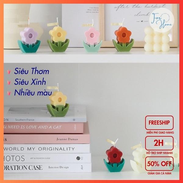 Nến Sáp Siêu Thơm Hình Bông Hoa Dễ Thương, Nến Handmade Hàn Quốc Flower Candle