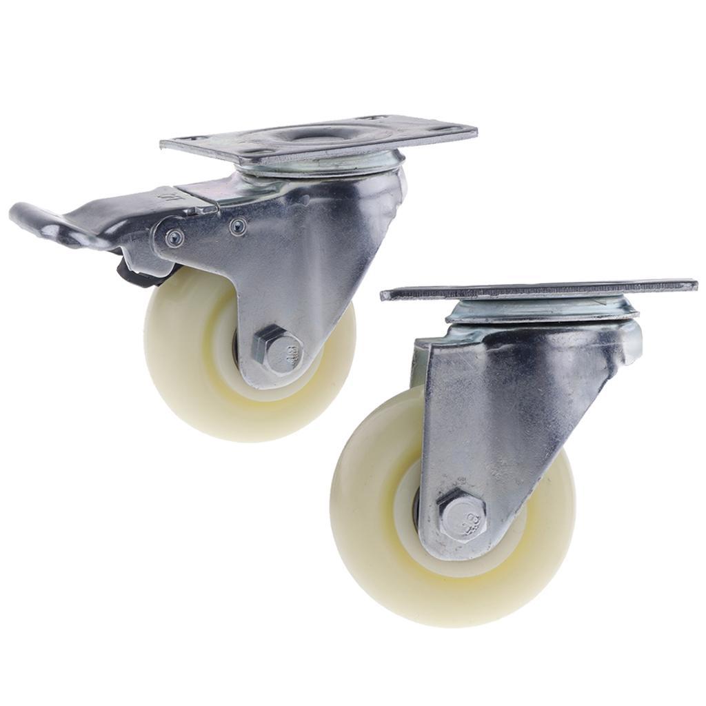 3Inch White PP Swivel Plate Caster Wheels 90kg 200lbs Trolley Cart