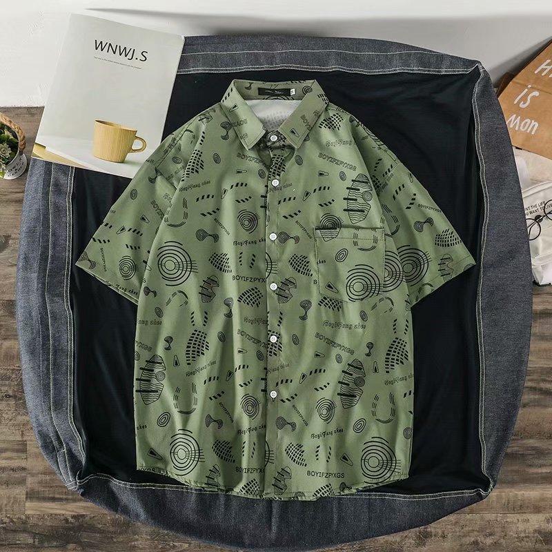 Áo Sơ Mi Nam Tay Ngắn In Họa Tiết Thời Trang 2 Màu