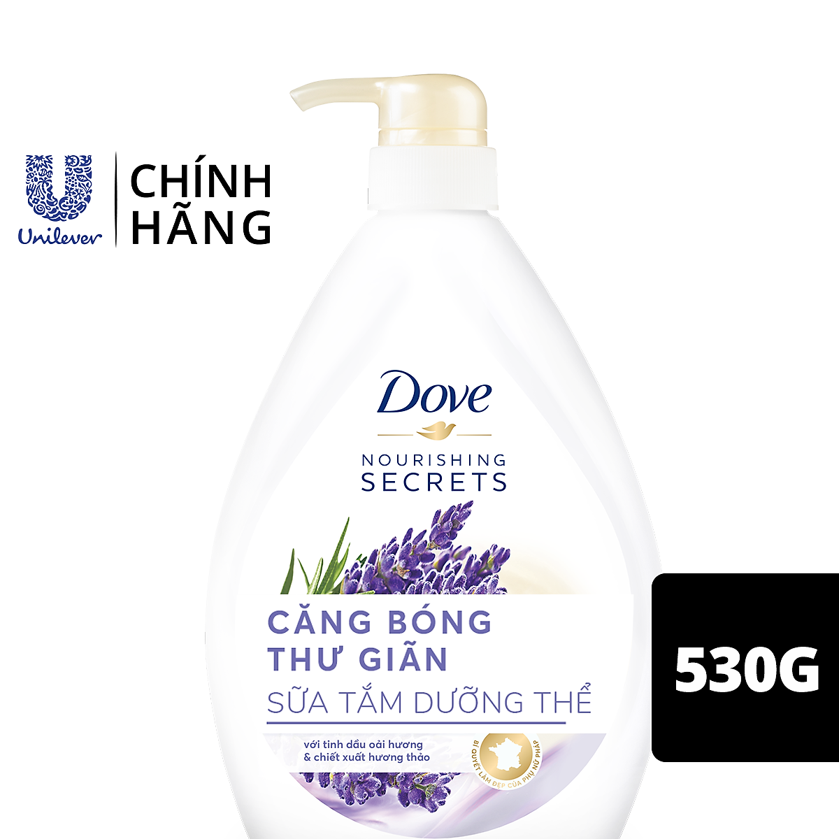 Sữa Tắm Dưỡng Thể Từ Thiên Nhiên 530G Dove Căng Bóng Thư Giãn Với Chiết Xuất Lavender Và Hương Thảo