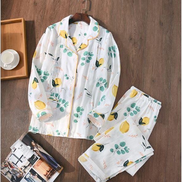 Bộ Đồ Pyjama Bầu Và Sau Sinh Dài Tay Azuno AZ9449 Mặc Mùa Hè Cực Mát Chất Liệu Xô Nhật Cao Cấp