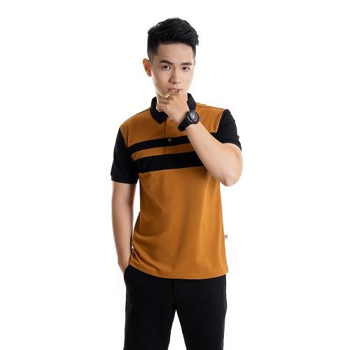 Áo polo nam phối sọc thân cotton cá sấu tay ngắn PL02