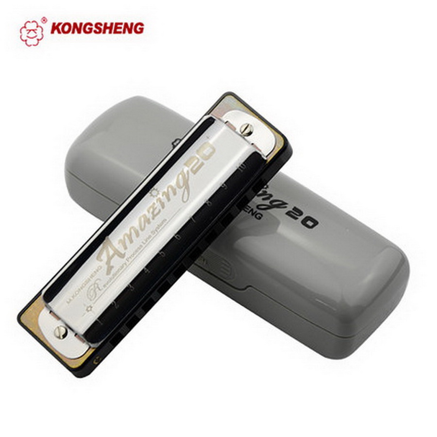 Kèn Harmonica Diatonic 10 Lỗ KongSheng Amazing 20 Key C AM20 Bạc