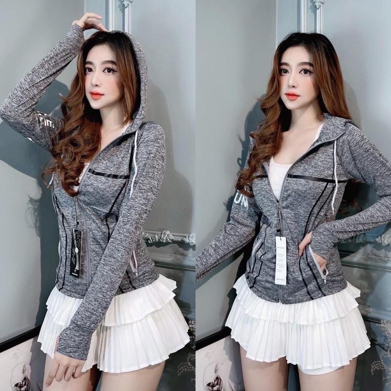 Áo khoác nữ chống nắng thun lạnh phối chữ tay phong cách cá tính-A2039 - Rêu nhạt