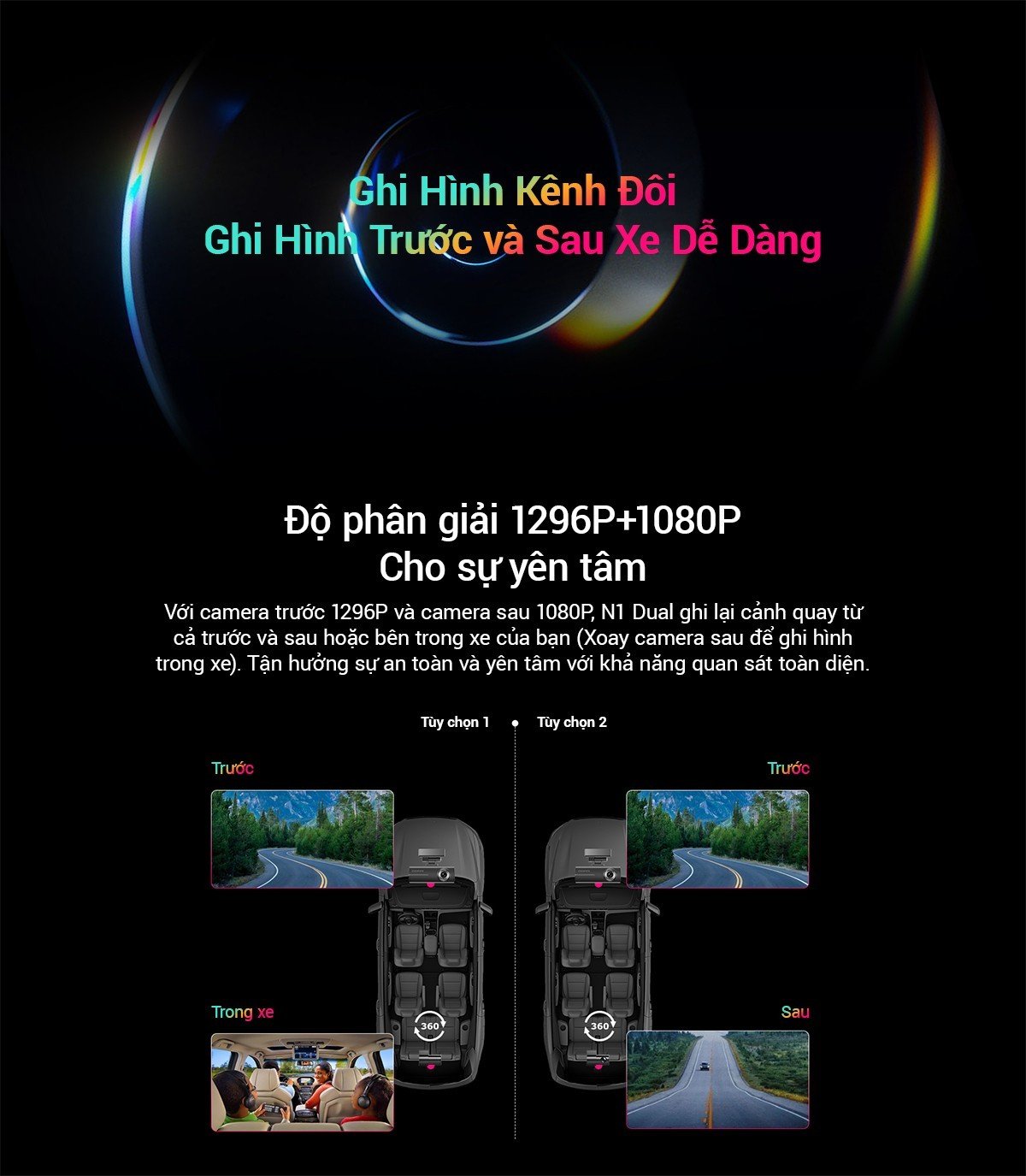 Camera hành trình xe hơi DDPAI N1 Dual (Tặng kèm thẻ nhớ 32gb)