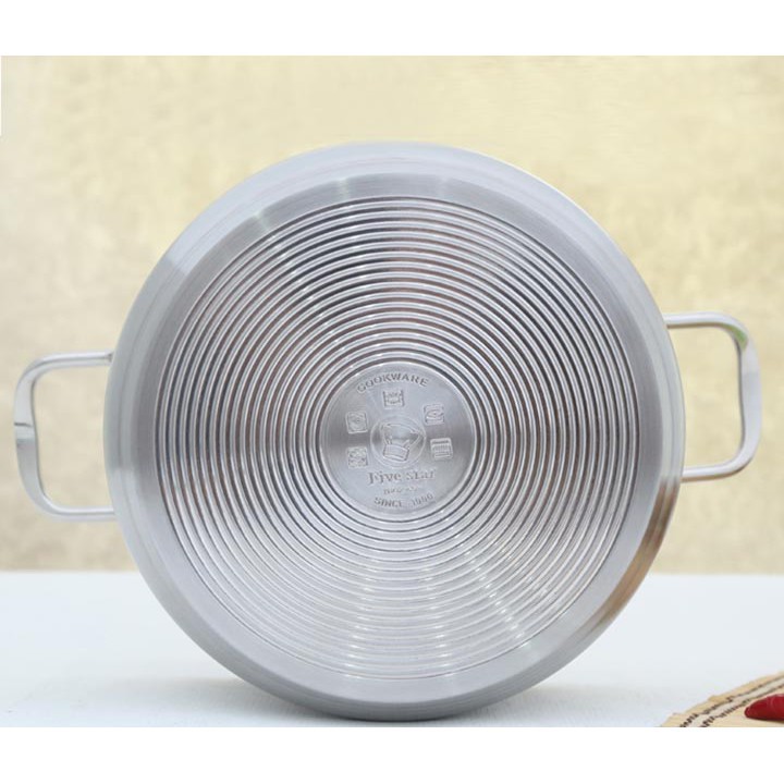 Nồi Inox 430 Fivestar Standard 3 Đáy Nắp Kính- Nồi Luộc Gà Cao Cấp Đủ Các Kích Thước- Dùng Được Các Loại Bếp- Hàng Chính Hãng