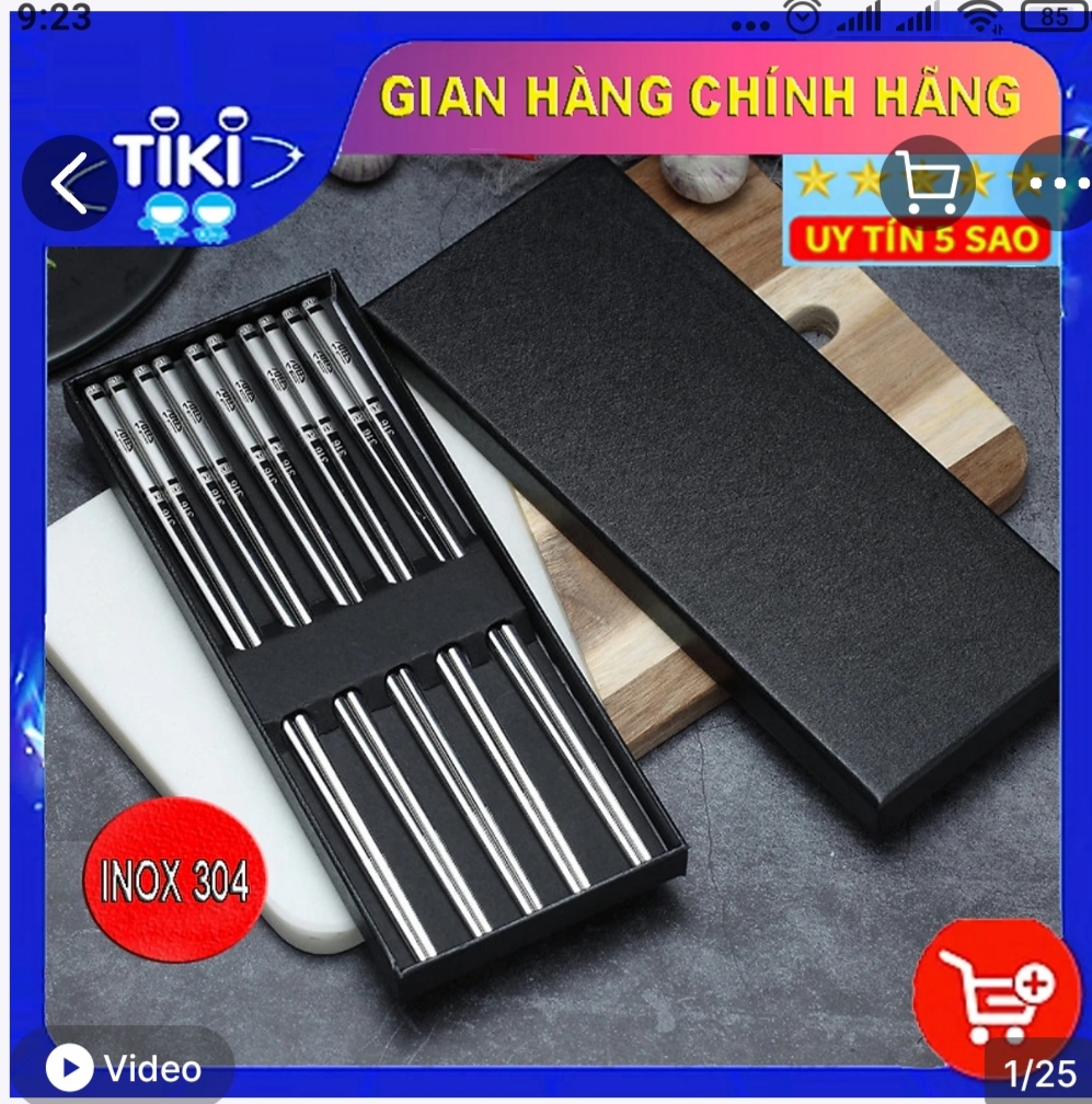 HỘP 10 ĐÔI ĐŨA INOX # 304 - CAO CẤP - SANG TRỌNG - NGUYÊN KHỐI INOX 304