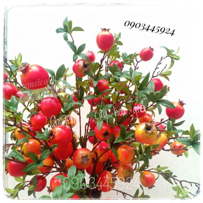 Cành lựu 7 quả mô phỏng cao 85cm giống thật - Cây giả
