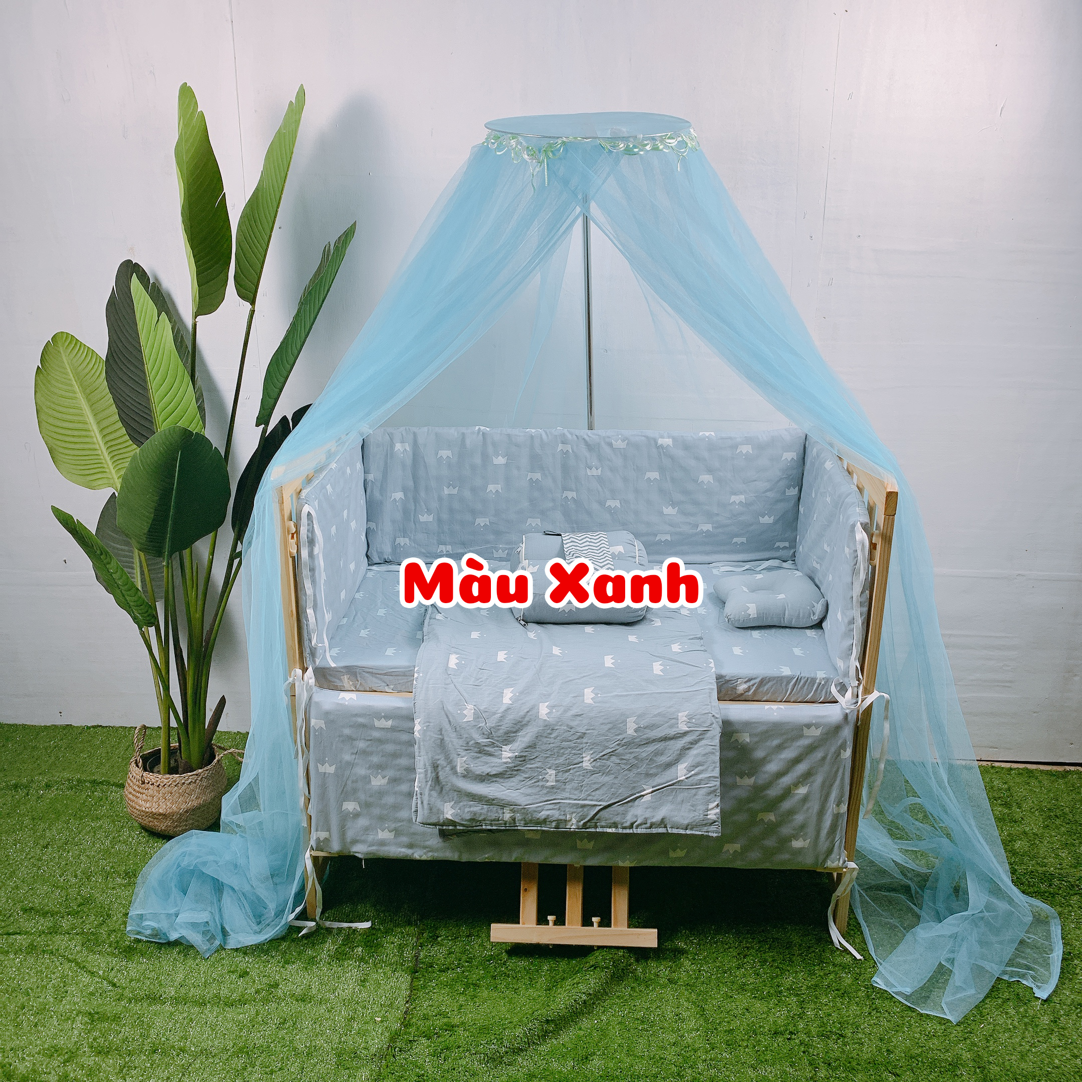 Màn Nôi Cũi KIDSSUN Cho Bé Và Khung Inox Treo Mùng Chất Liệu Dày Dặn Chống Muỗi Cho Nôi Cũi Trẻ Sơ Sinh