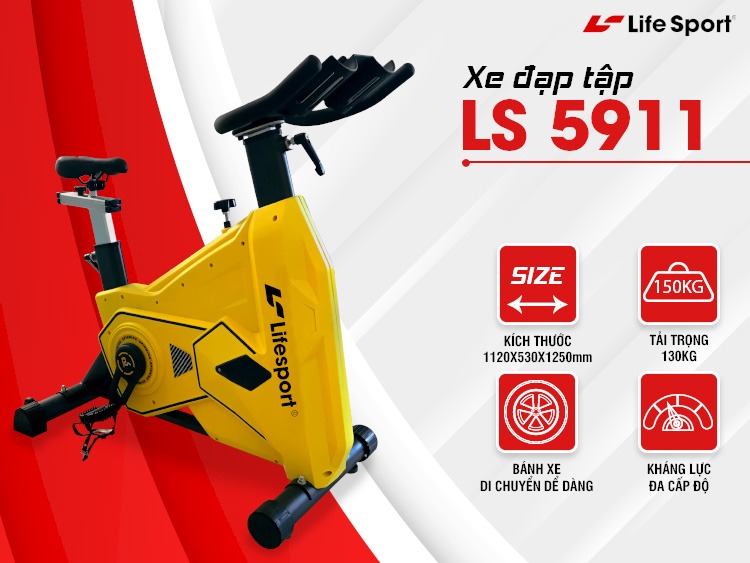 Xe Đạp Tập Thể Dục Lifesport LS-5911, Xe Đap Thể Dục Với Kiểu Dáng Hiện Đại, Nhiều Màu Sắc, Nổi Bật, Thanh Lịch