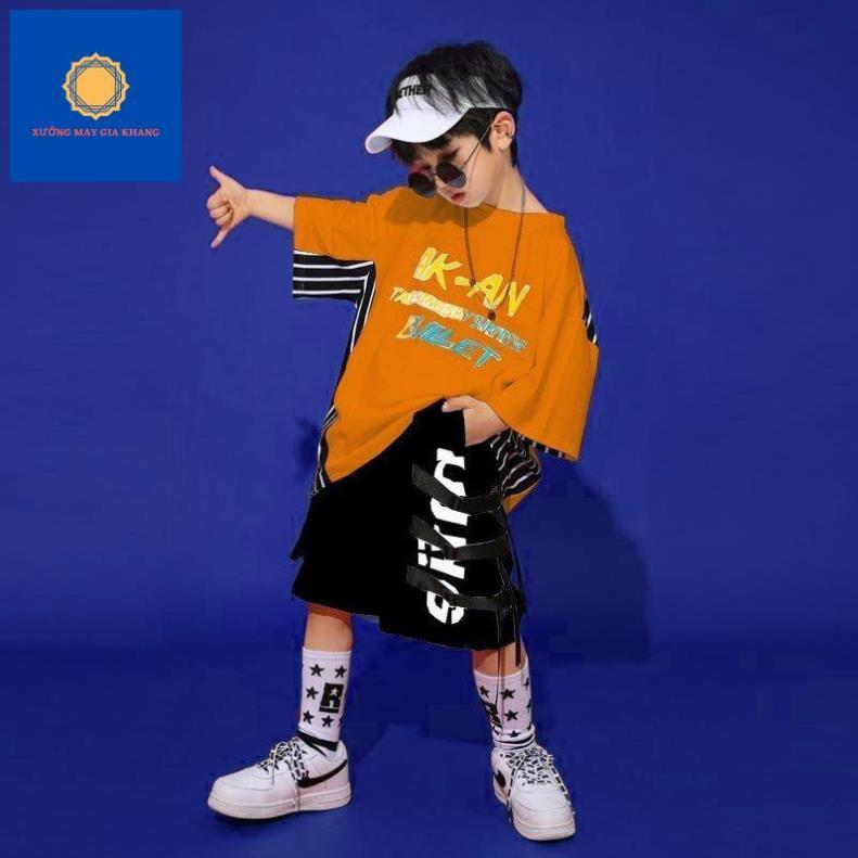 MS: 210578 - Đồ bộ bé trai, bé gái, kiểu dáng HipHop cá tính, sành điệu, thun cotton ngắn tay - GiaKhang