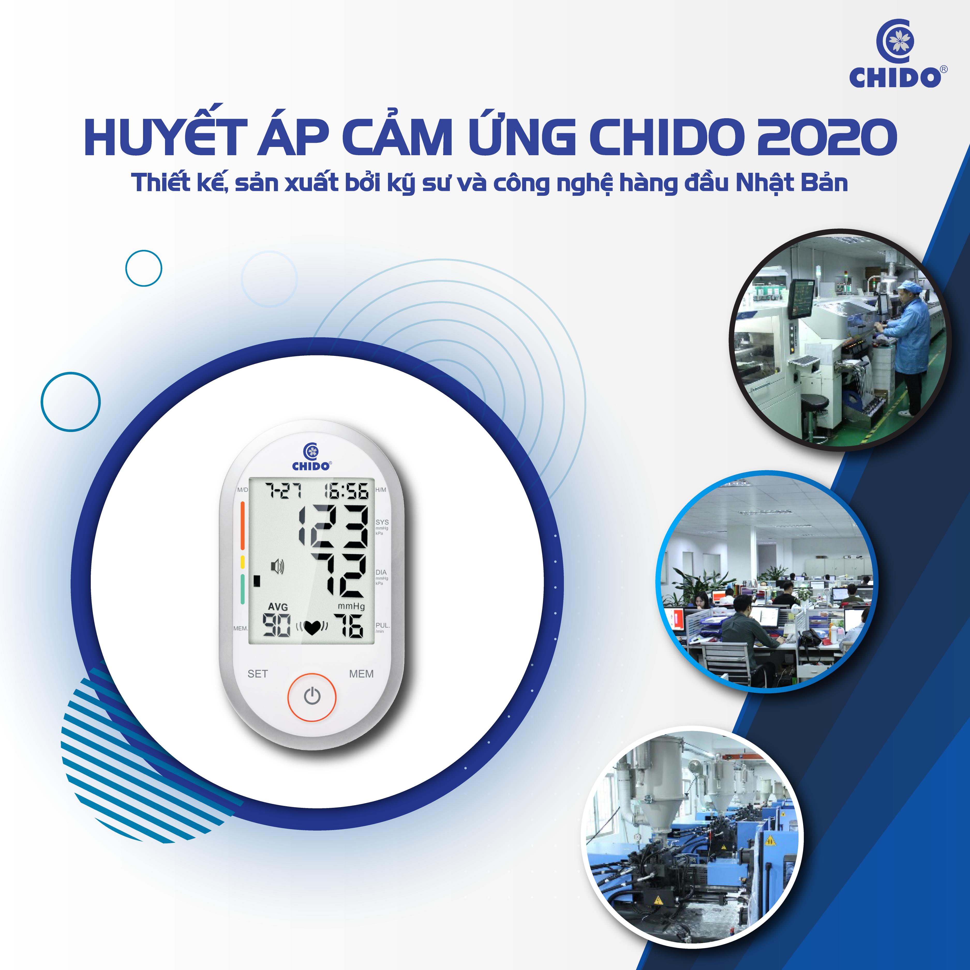 Máy Đo Huyết Áp Bắp Tay Chido Công Nghệ Nhật Bản New 2020 (Phím Cảm Ứng)