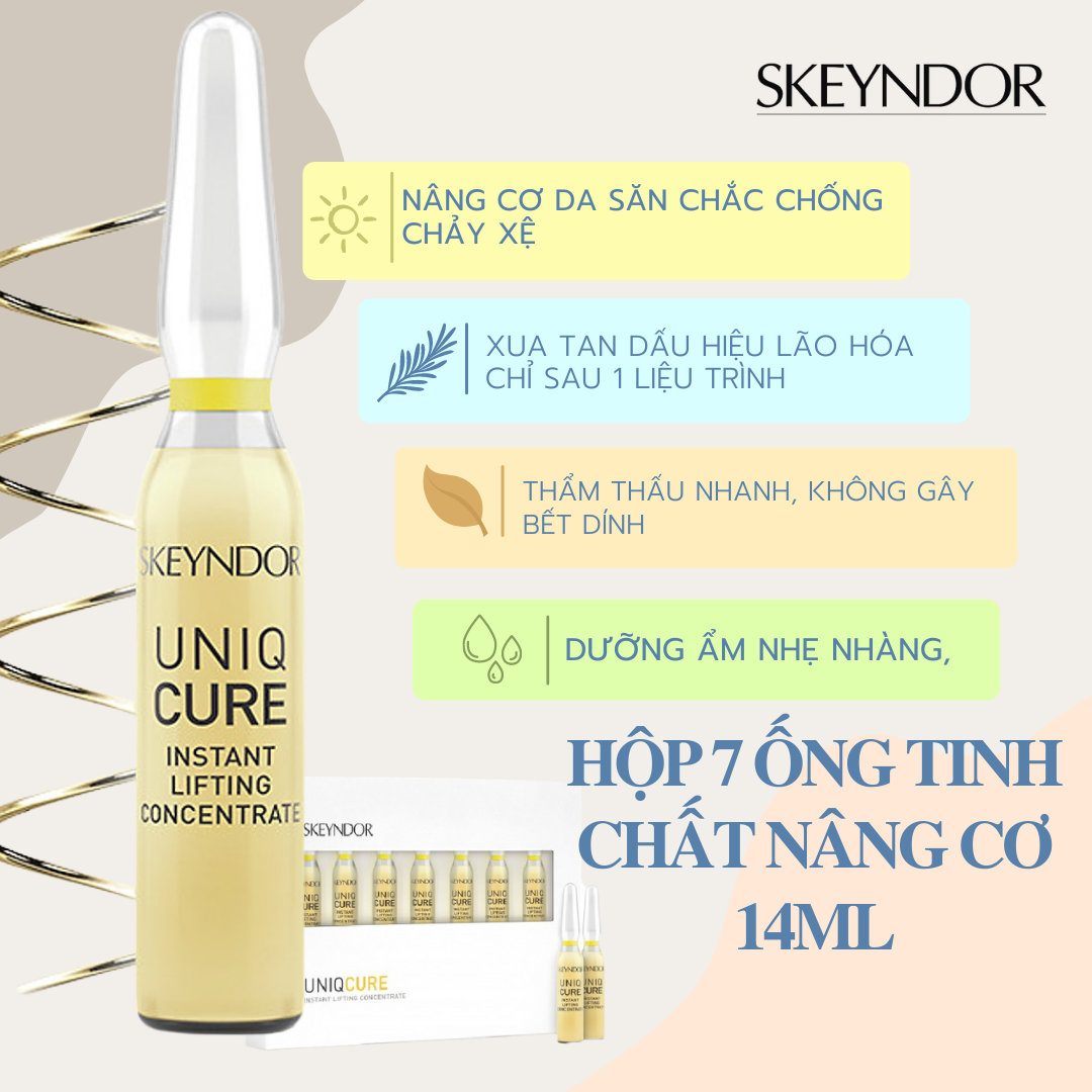 [SKEYNDOR] Hộp 7 ống tinh chất nâng cơ Instant Lifting Concentrate Uniqcure Skeyndor 14ml