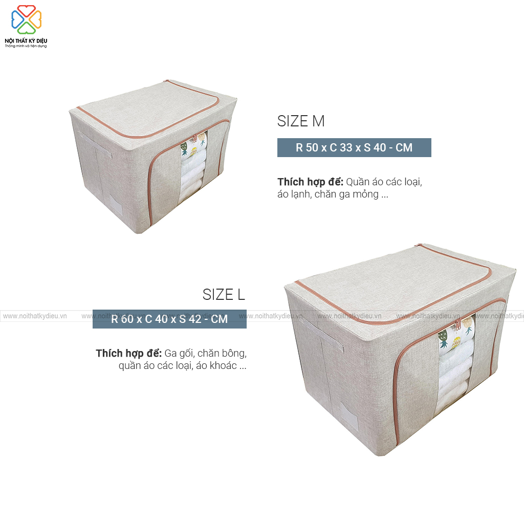 HỘP VẢI ĐỰNG CHĂN MÀN KHUNG THÉP 2 CỬA