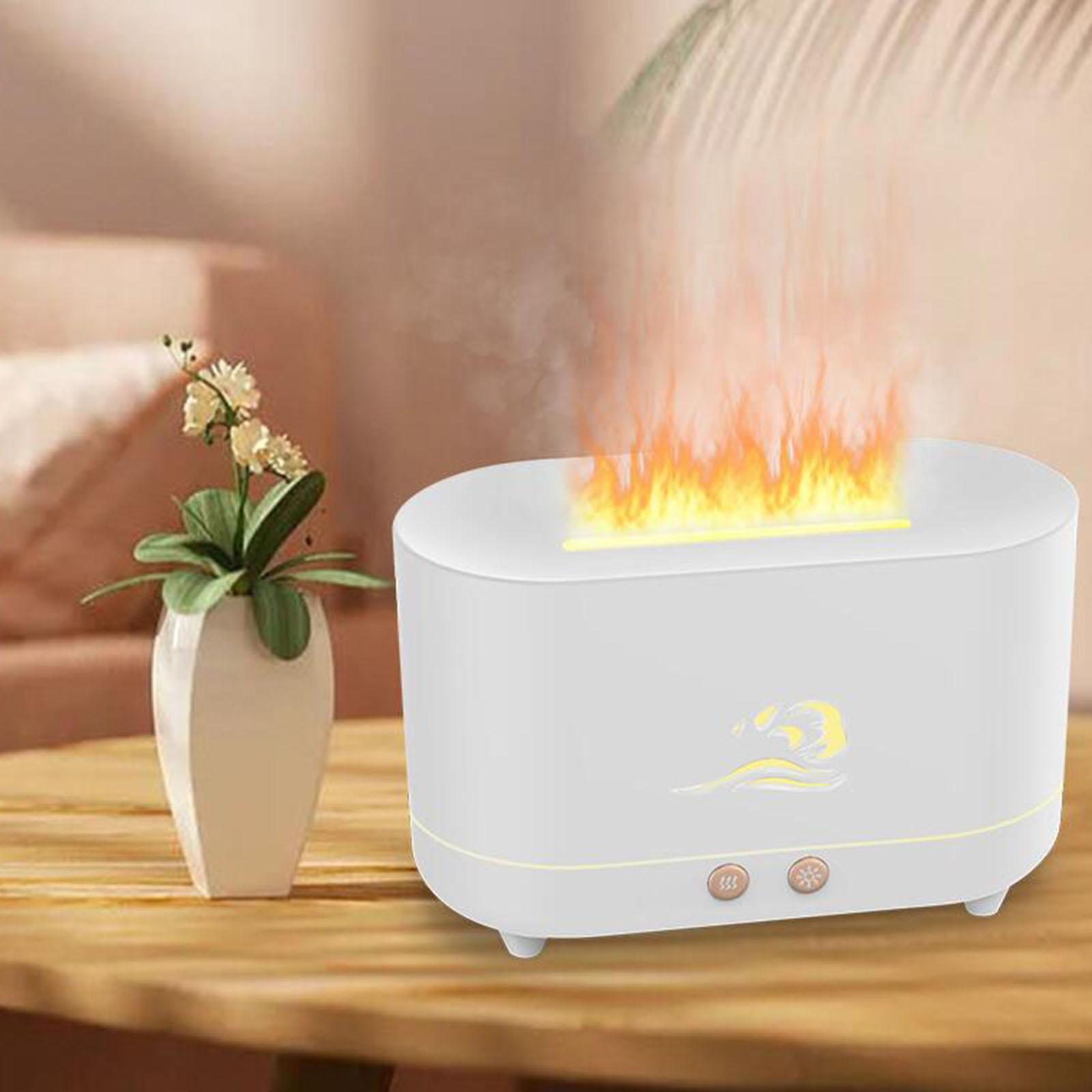 Air Humidifier USB Auto Shut Off with Realistic Flame Mist Silent with Night Light for Bedroom