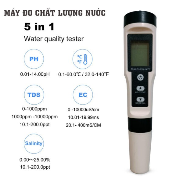 Bút Đo 5 Chức Năng (pH/Độ Mặn/EC/TDS/Nhiệt Độ) EZ-9909