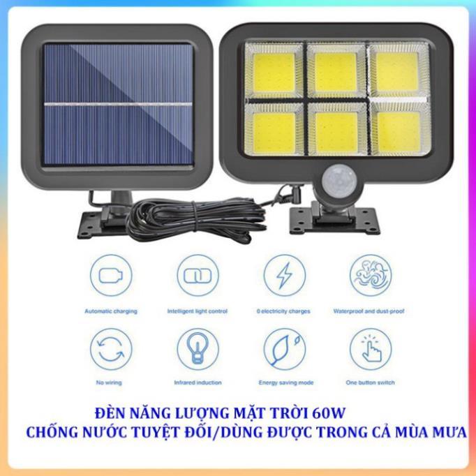 Đèn năng lượng mặt trời 120 Led COB có điều khiển , siêu sáng cảm biến hồng ngoại, kèm 5m dây tiện lợi