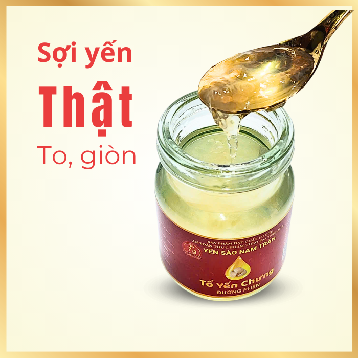 Yến chưng Đường Phèn NAM TRÂN 7 gram Tổ Yến Tươi giúp Bồi bổ sức khoẻ. Hộp ( 6 lọ x 70 ml )