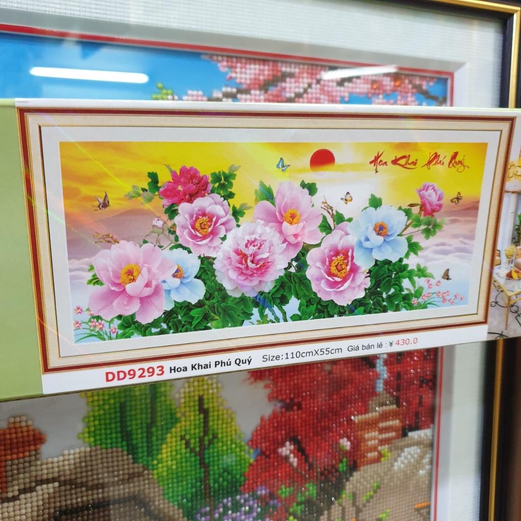 Tranh đính đá HOA MẪU ĐƠN HOA KHAI PHÚ QUÝ (ĐÁ ABC CAO CẤP). Kích Thước: 1m10 x 55cm