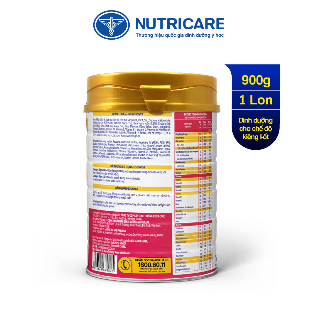 01 lon sữa Leanpro Thyro LID 900g - Dinh dưỡng cho bệnh cường giáp, giai đoạn kiêng I-ốt