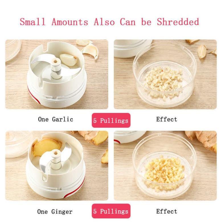 Dụng cụ xay nghiền tỏi ớt Mini Food Choper TulaHome màu trắng dây kéo