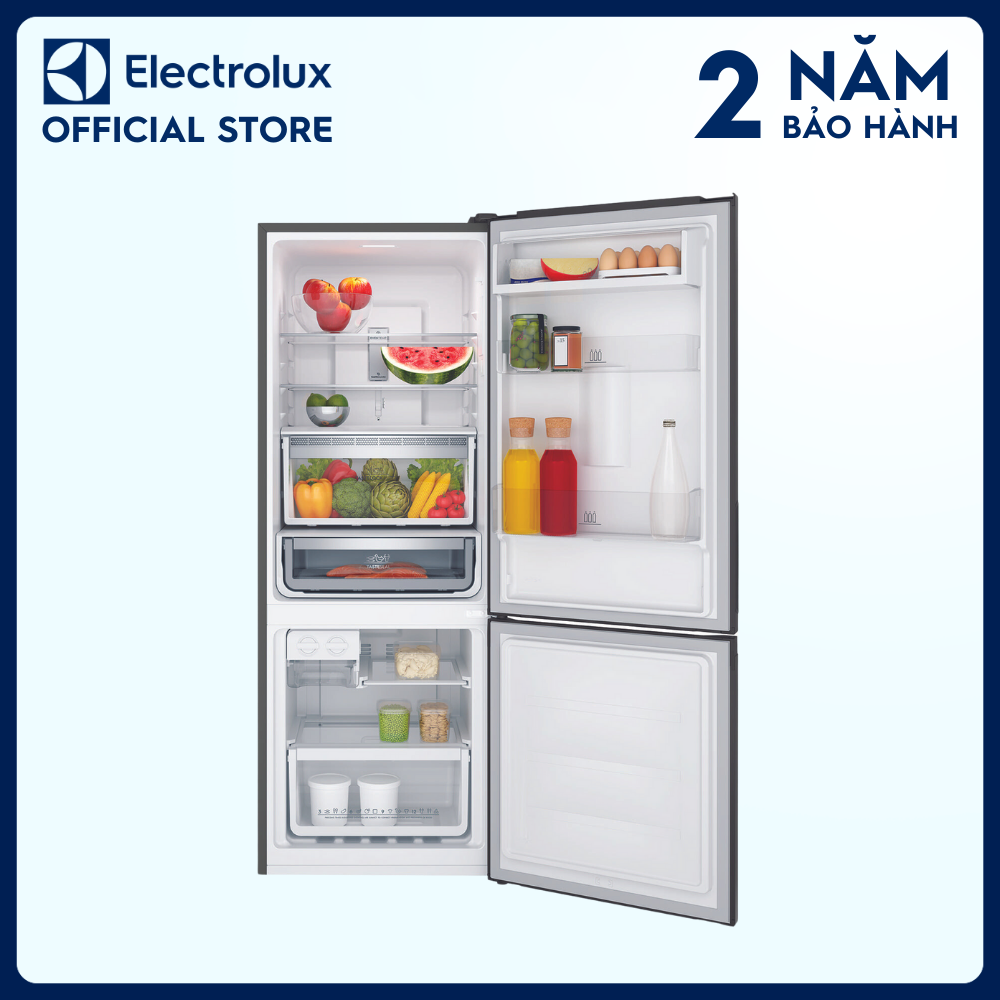 Tủ lạnh Electrolux Inverter ngăn đá dưới có ngăn đông mềm 308 lít - EBB3402K-H - Khử mùi diệt khuẩn, khay đá xoay, khay kim loại cao cấp