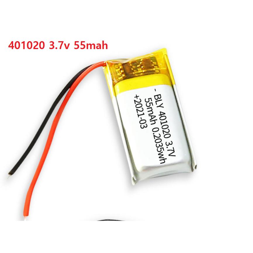 Pin Sạc Lithium Polymer 3.7V 55mah 401020 Cho tai nghe,loa Mp3 MP4 MP5 GPS PSP Bluetooth hàng mới