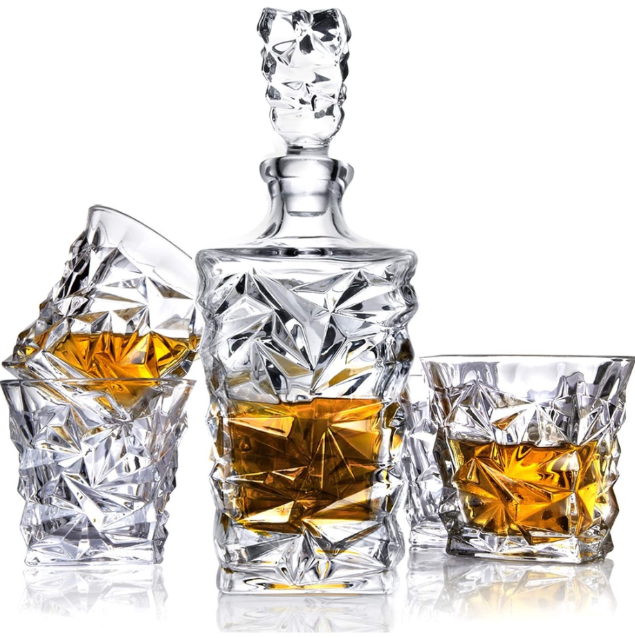 Bộ Bình Ly Pha Lê Whisky Lighten Life 5 Món, Bình 895ml, 4 Cốc 270ml, Set Bình Ly Trang Trí Bàn Tiệc, Nhập Đức