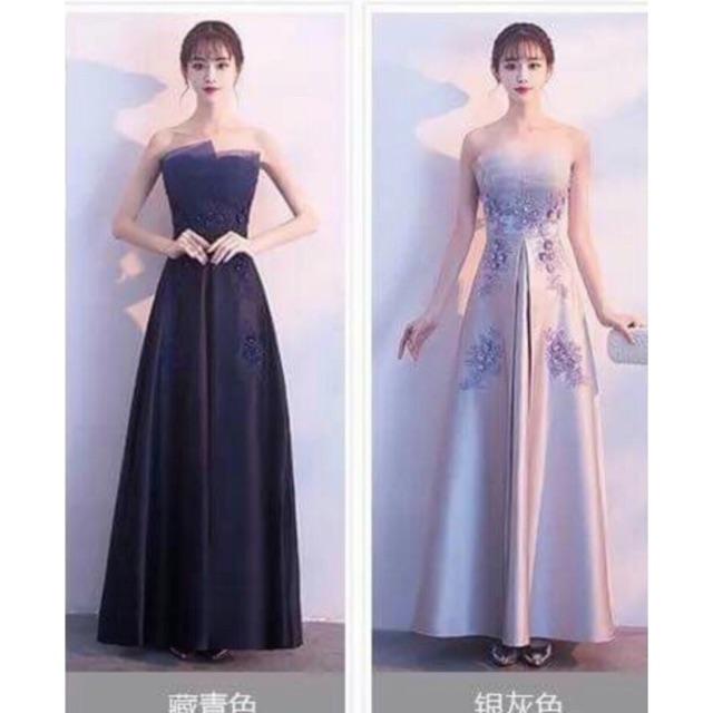 Đầm Maxi cúp xếp ly ngực kết hoa thêu nổi SANG TRỌNG - Size M L đến 58kgMM MM