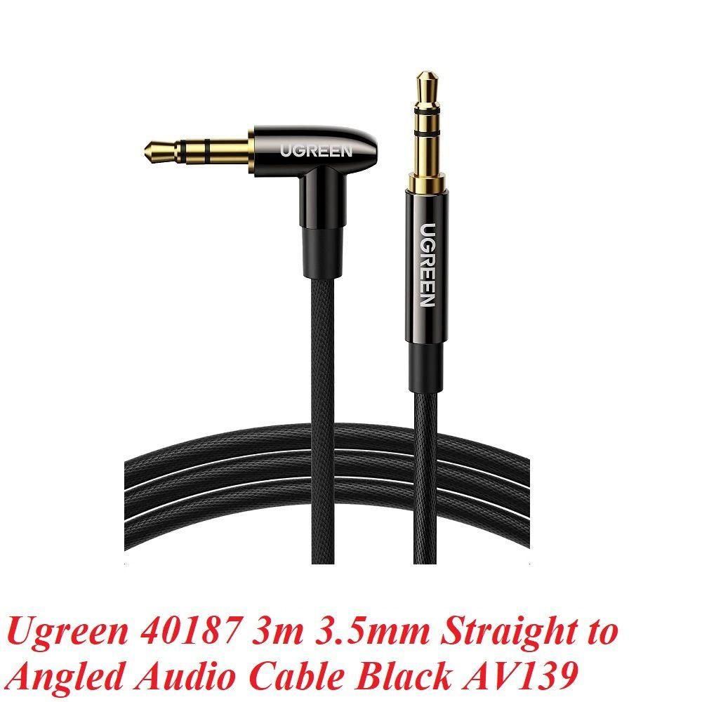 Ugreen UG40187AV139TK 3M 3.5mm góc nghiêng phải Cáp AUX âm thanh 2 đầu 3.5mm - HÀNG CHÍNH HÃNG