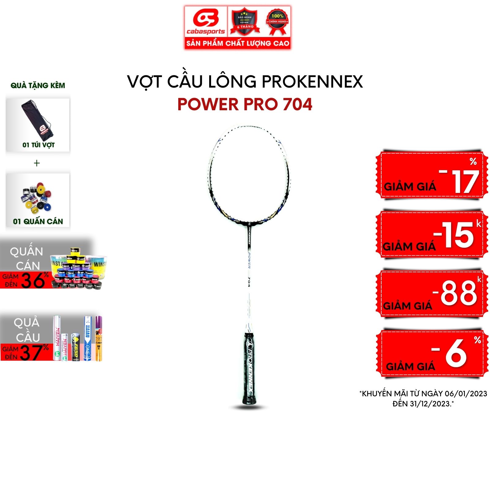 Vợt cầu lông giá rẻ chính hãng carbon công thủ toàn diện Prokennex POWER PRO 704