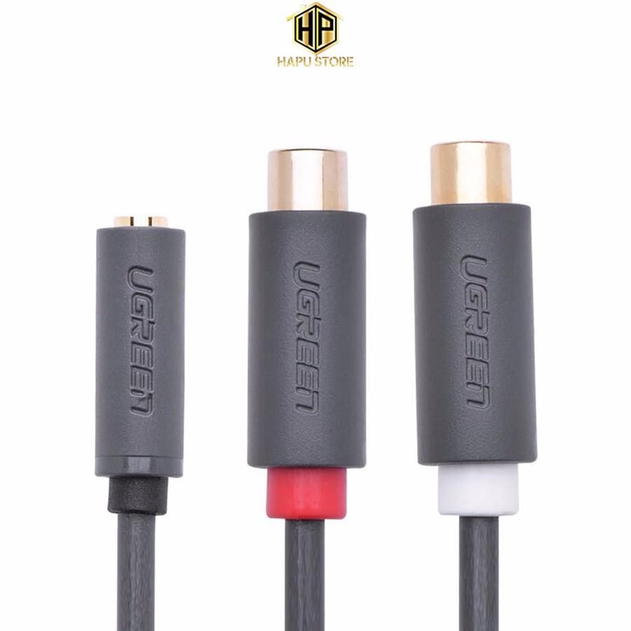 Cáp chuyển đổi 3.5mm sang 2 đầu RCA Ugreen 10562 chính hãng - Hàng Chính Hãng