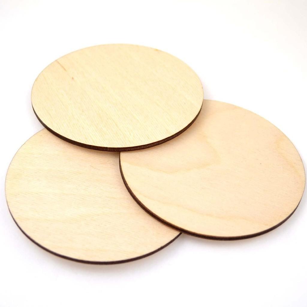 Set 10 miếng gỗ DIY trang trí (Hình tròn, Trái tim, Ngôi sao tùy chọn)