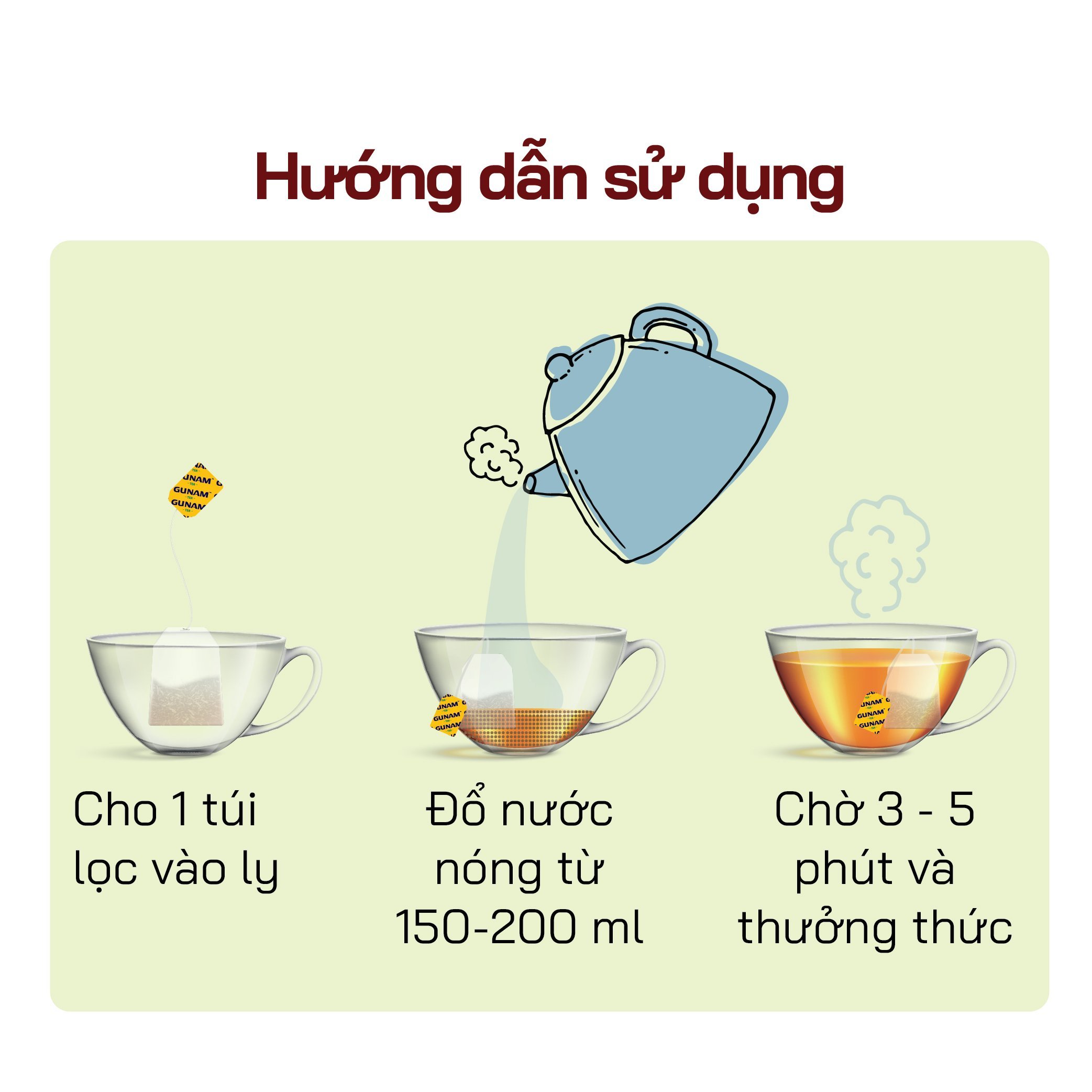 Combo 2 hộp trà Olong túi lọc GUNAM vị gừng (hộp 25 gói x 2,5g)