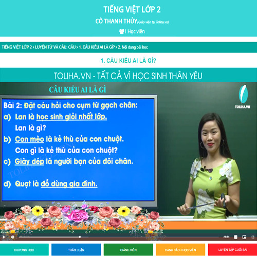 Khóa học TIẾNG VIỆT LỚP 2 cô Thanh Thủy - 09 tháng