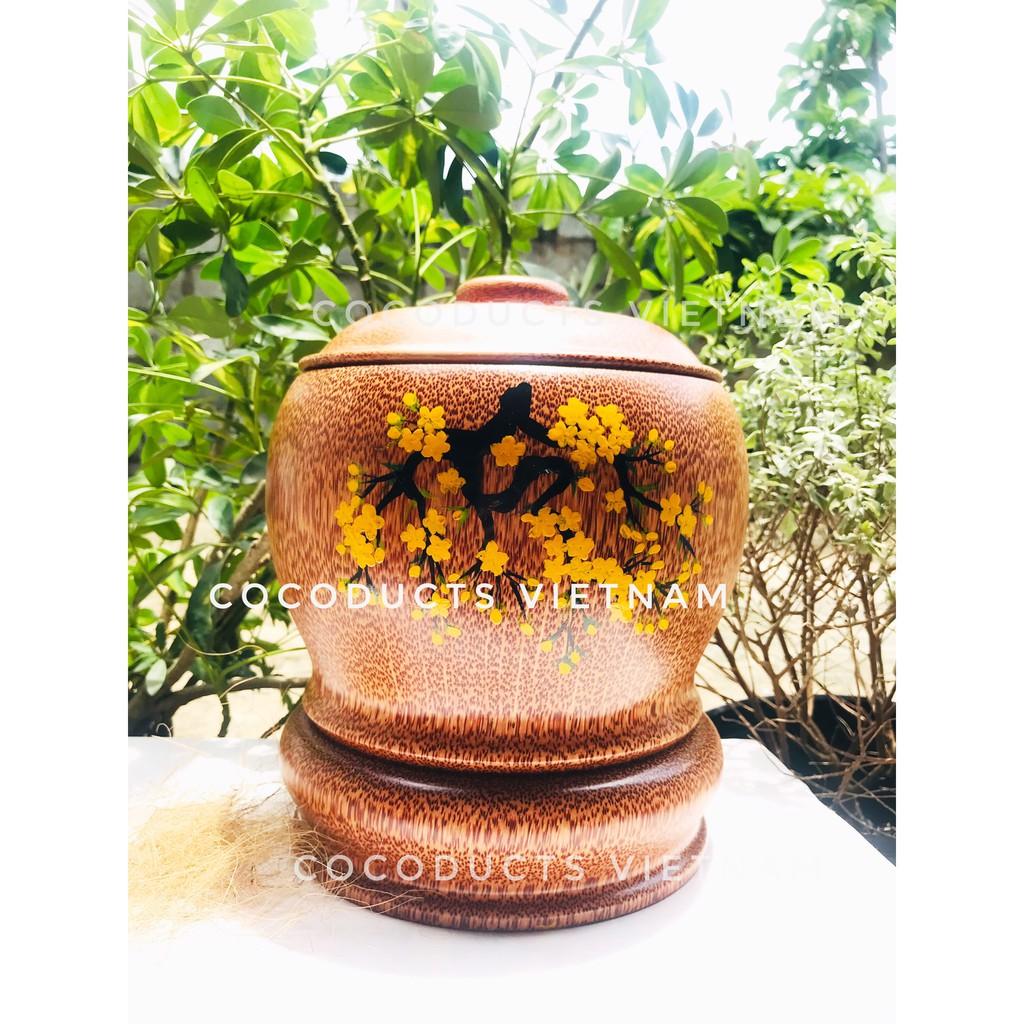 Vỏ Bình trà gỗ dừa nguyên khối