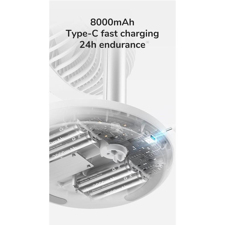 Quạt Để Bàn Gấp Gọn JISULIFE FA13P ABS - Sạc Nhanh - Pin 8000mAh Sử Dụng Lên Đến 28H - Hàng Chính Hãng