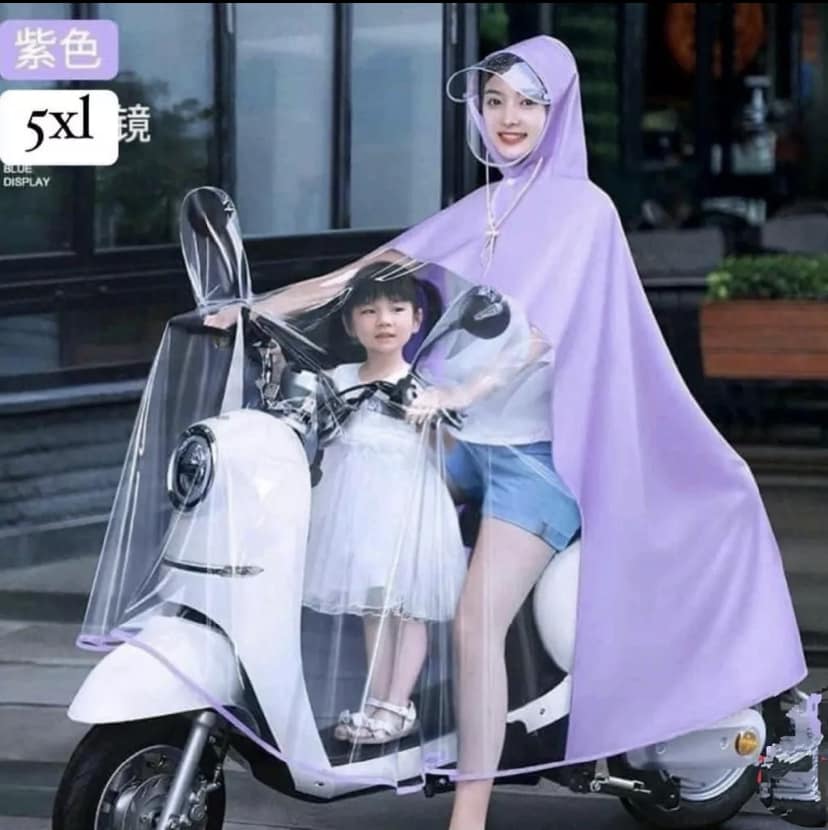 Áo Mưa Cánh Dơi Size 5XL To Dày Mẹ Con Phía Trước Trong Suốt Che Phủ Toàn Thân Kèm Kính Chắn Mưa Tiện Dụng