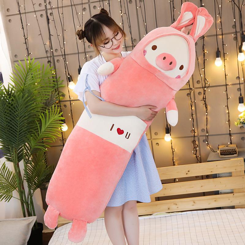 Sang Trọng Động Vật Cát Lợn Chó Gấu Vịt Sáng Tạo Dài Mềm Mại Sáng Tạo Tôi Yêu Bạn Gối Trẻ Em Ngủ Gối Nhồi Bông người Yêu Quà Tặng